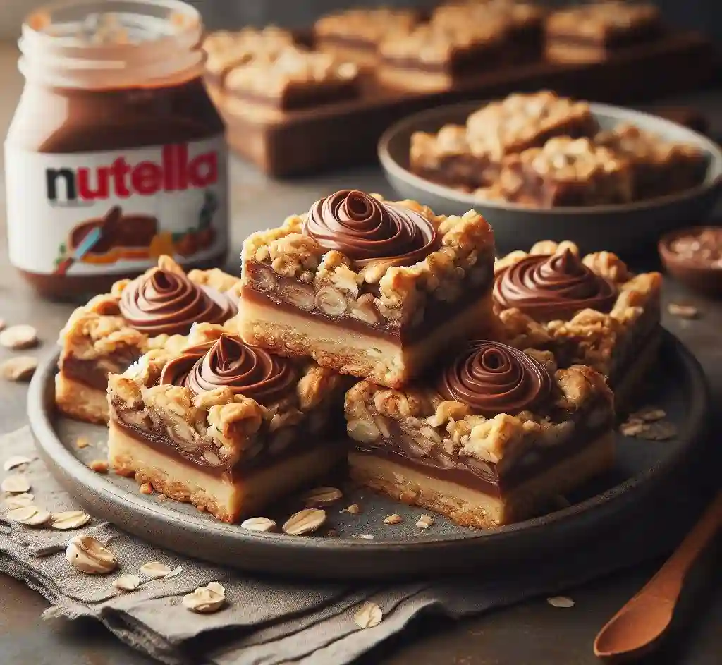 Oatmeal Cookie Bars with Brown Butter and Salted Nutella Swirl Recipe